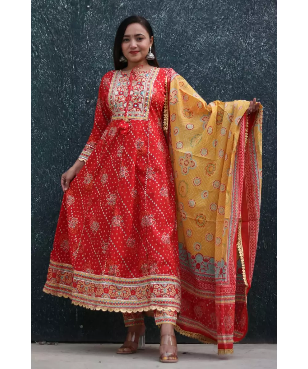 Printed Kurti & Pants with Dupatta By Estonished | EST-WRAG-K51 | Cilory.com