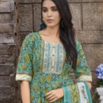 Green Mal Cotton Kurti, Pant and Dupatta