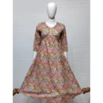 Gray Mul Cotton Alia Cut Style A-Line Kurti