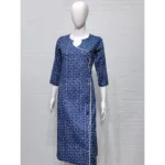 Pure Cotton Blue Angarkha Style Kurti