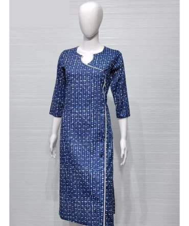 Pure Cotton Blue Angarkha Style Kurti