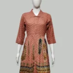 Brown Leheriya Print Rayon Short Kurti