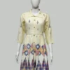 Cream Floral Print Rayon Short Kurti