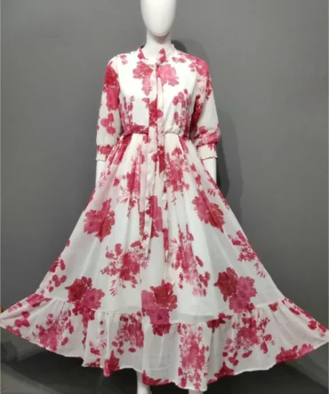 Georgette Floral Printed Flared Kurti