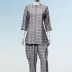 Gray Colour Cotton Chex Printed Co-ord set