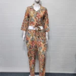 Multicolor Cotton Flex Crop Top with Pant Co-ord Set