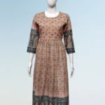 Pink Poly Muslin Digital Printed Flared Kurti