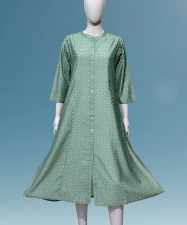 Pista Green Bamboo Silk A-Line Princess Cut Kurti with 2 Side Pocket