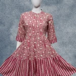 Rayon Printed Flared Short Kurti