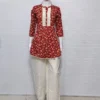 Red Cotton Short Kurti with Chikankari Palazzo
