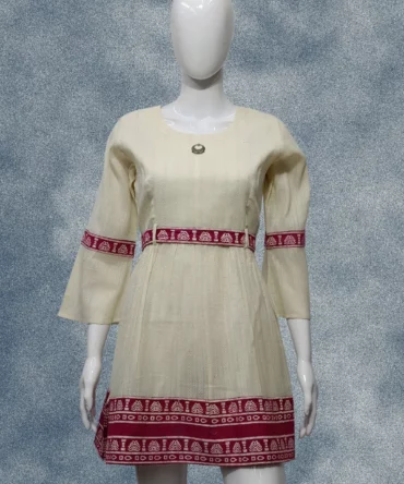 Weaving cotton short flared kurti