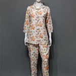 White Floral Print Muslin Slub Co-ord Set