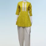Yellow Cotton Short Kurti with Chikankari Palazzo