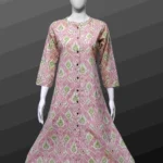 Baby Pink Cotton A-Line Kurti with Pocket