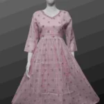 Baby Pink Linen Cotton Flared Kurti