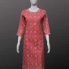 Brick Red Cotton With Sifli Work Straight Kurti
