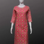 Brick Red Cotton With Sifli Work Straight Kurti