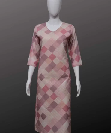 Caramel Brown Cotton With Sifli Work Straight Kurti