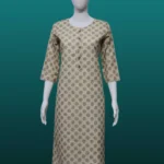 Off White Cotton With Sifli Work Straight Kurti