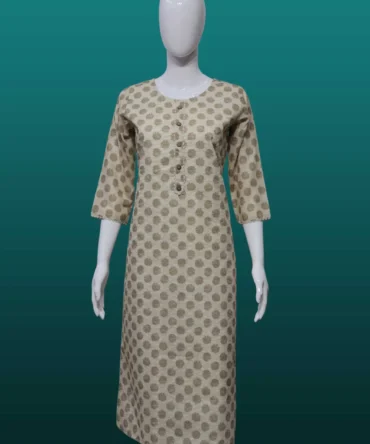 Off White Cotton With Sifli Work Straight Kurti