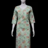 Sky Blue Cotton With Sifli Work Floral Print Straight Kurti